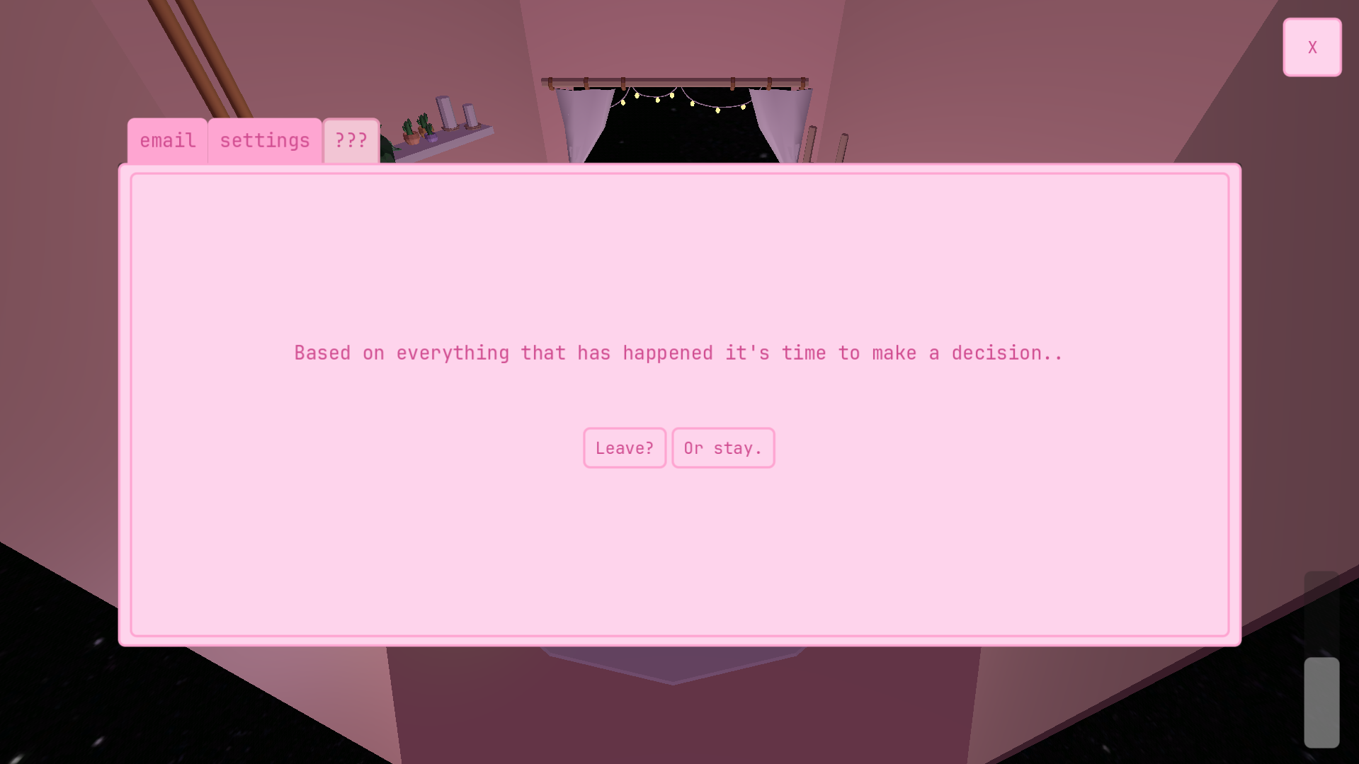 Leave screen